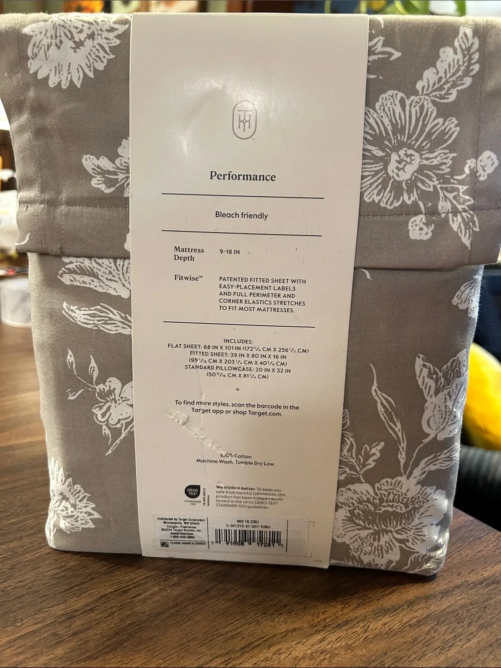 Threshold Performance Sheet Set in Gray with White Floral